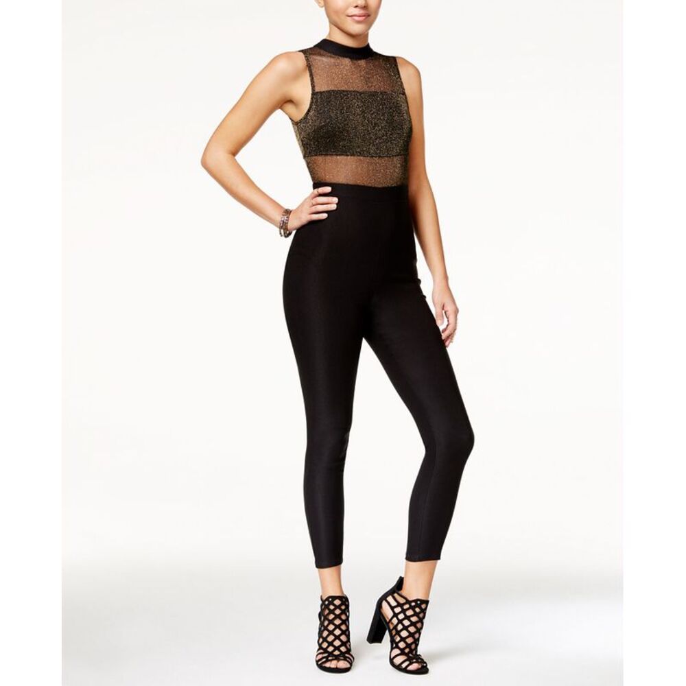 Material Girl Juniors Metallic Mesh Bodice Jumpsuit